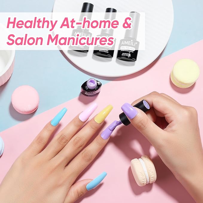 AIMEILI Summer Gel Nail Polish Set 12pcs, Hema Free, Cruelty Free, Vegan, Soak Off U V LED Nail Art Manicure Salon DIY for Women - Kit 33