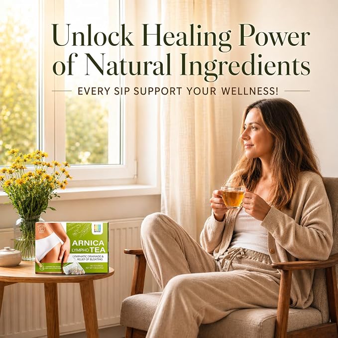 Bruizex Arnica Tea for Bruising and Swelling, Post Surgery Recovery after Liposuction, Tummy Tuck, 360 Lipo, BBL I Blend For Lymphatic Drainage Massage & Fibrosis with Ginger I 30 arnica tea bags