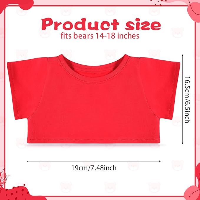 Bear Tee Shirt Fit Most Bear Clothes Stuffed Animal Clothes Shirt Basic Stuffed Bears Dolls Shirt (14-18inch,Red)