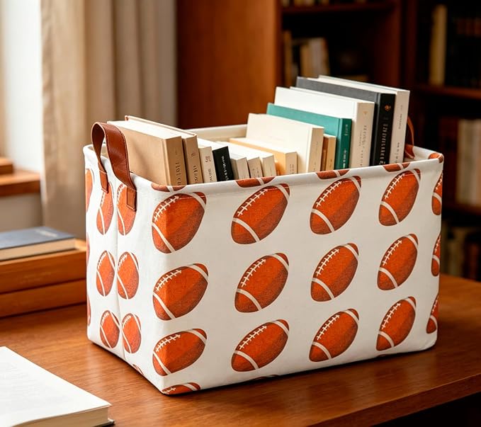 CLOCOR Rectangular Storage Basket, Waterproof Storage Bin, Gift Basket(Rugby)