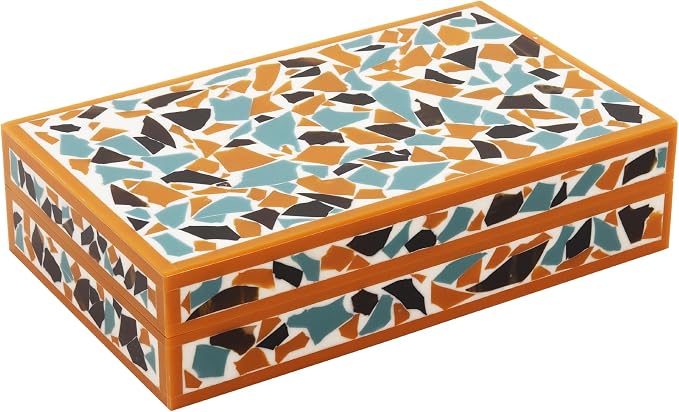 Handicrafts Home Decorative Storage Box 10x6 – Remote Organizer Box with Lid, Modern Decorative Keepsake Box, Boho Shelf Décor, Memory Box for Photos or Letters, Decorative Box for Table Décor