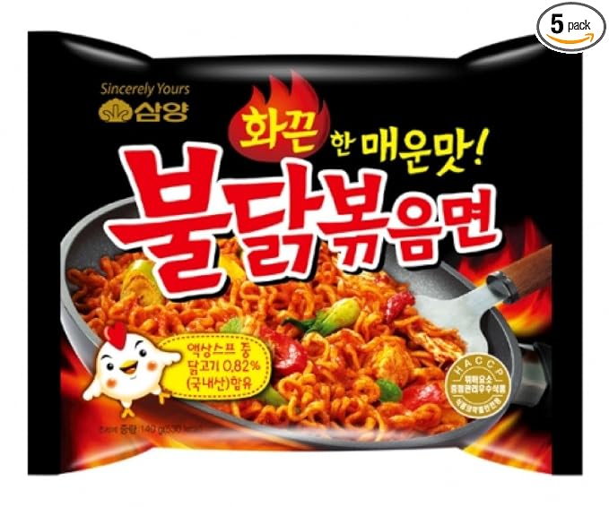 Samyang Buldak Chicken Stir Fried Ramen Korean Ramen (Original, 5 Pack)