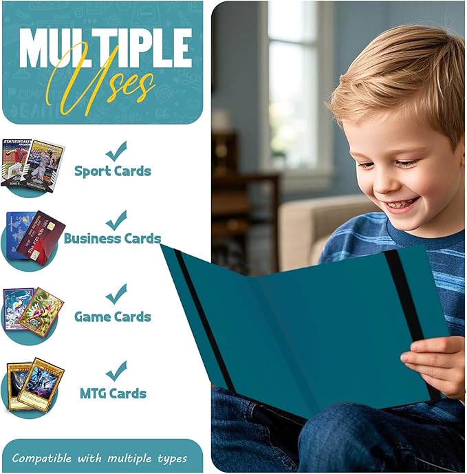 Card Binder 9-Pockets, Trading Card Binder, 20 Pages, 360 Card Capacity Collection Binder, Card Folder for MTG, TCG, Game Cards & Sports Cards (Malachite Blue)