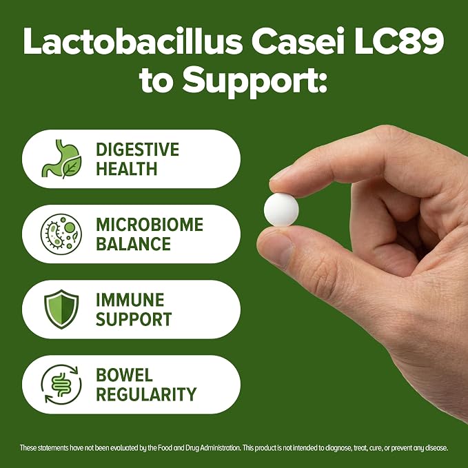 Lactobacillus Casei Probiotic 240 Tablets (4 Month Supply) - 3 Billion CFU - Studied Strain LC89 - Digestive Health & Bowel Support - GMP Certified (240, Lactobacillus Casei)