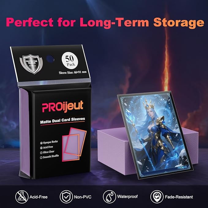 200 Pack Card Sleeves, Matte Dual Trading Card Sleeves with Opaque Back & Smooth Shuffle, Tear Resistant Card Protectors for MTG, TCG and Game Cards (Orchid Purple)