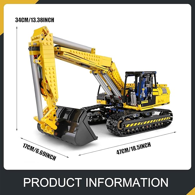 Mould King 13112 RC Excavator Building Set for Boys, 1830 Pieces Building Blocks APP Remote Control Truck Construction Vehicles Model with Motor, STEM Engineering Toys for Kids