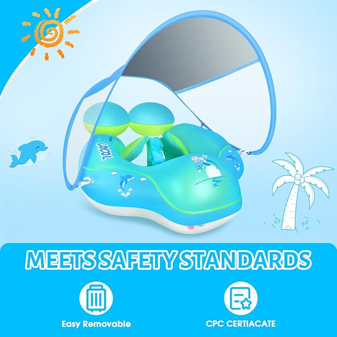 LAYCOL Baby Swimming Float with UPF50+ Sun Canopy Baby Floats for Pool No Flip Overbaby Pool for Baby Age of 3-36 Months