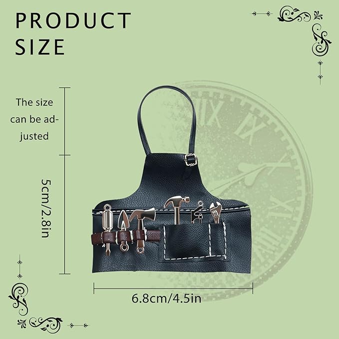 Apron Work Clothes for Doll，Repairman Series，7 Accessories in Total，Leather Bibs with Adjustable Length, Suitable for Tool Enthusiasts，Suitable 3.94-6.7inch(10-17cm) for Dolls