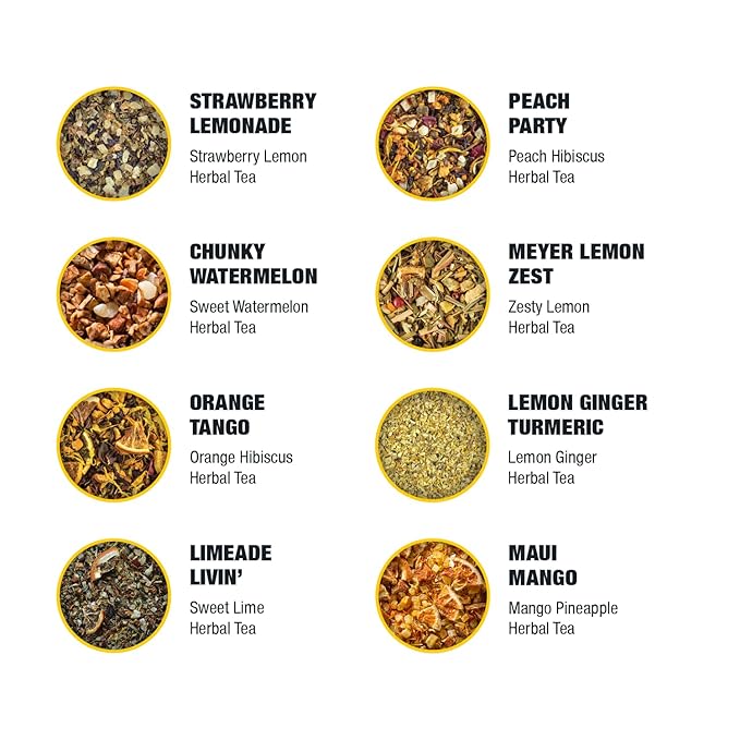 Tiesta Tea - Caffeine Free Tiesta Tasting Sampler Dry Flight Set, Loose Leaf, No Caffeine, Makes Hot & Iced, Assorted Tea Sets with Herbal, and Fruit Blends, 25 Resealable Sample Pouches