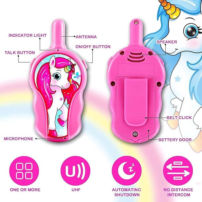 Walkie Talkies for Kids, Toddlers Kids Girls Toys for 3 4 5 6Years Old, Two Way Radio Gifts 4 6 7 8 Easter Basket Stuffers Xmas Gifts
