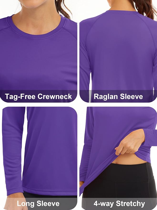 MAGCOMSEN Women's Long Sleeve Shirts UPF 50+ Sun Protection Shirts for Hiking Fishing Workout Rash Guard
