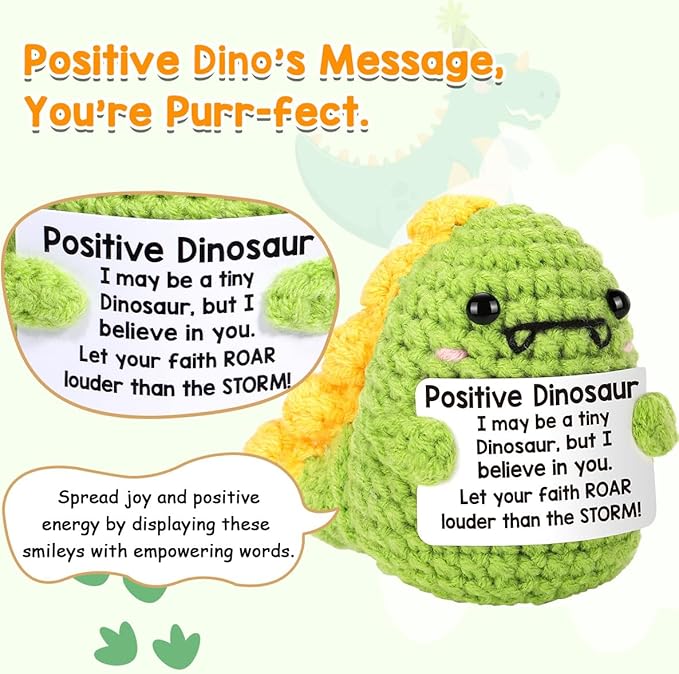 AICase Funny Positive Dinosaur Gifts How to Train Your Dragon Cut Gifts Emotional Support Nuggets Inspirational Crochet Animals Handmade Cheer Decor Birthday Gifts for Sister Daughter Son