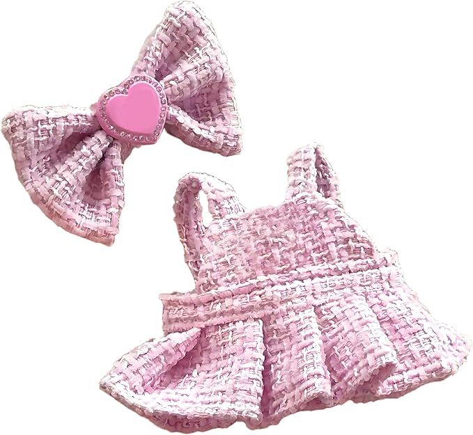 Complete Cute Outfit for 17cm Collectible Dolls: Hat & Overalls Set - Ideal for Dressing Up Elf or Fantasy Style Figures (Pink-b)