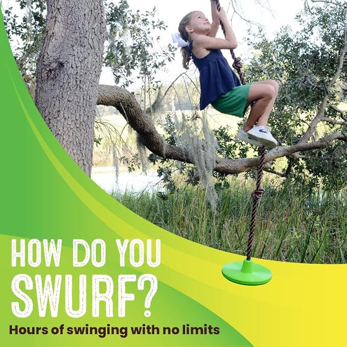 Swurfer Disco Tree Swing - Swing Sets for Backyard, Outdoor Swing, Swingset Outdoor for Kids, Easy Installation, Heavy Duty, Adjustable Climbing Rope, Weather Resistant