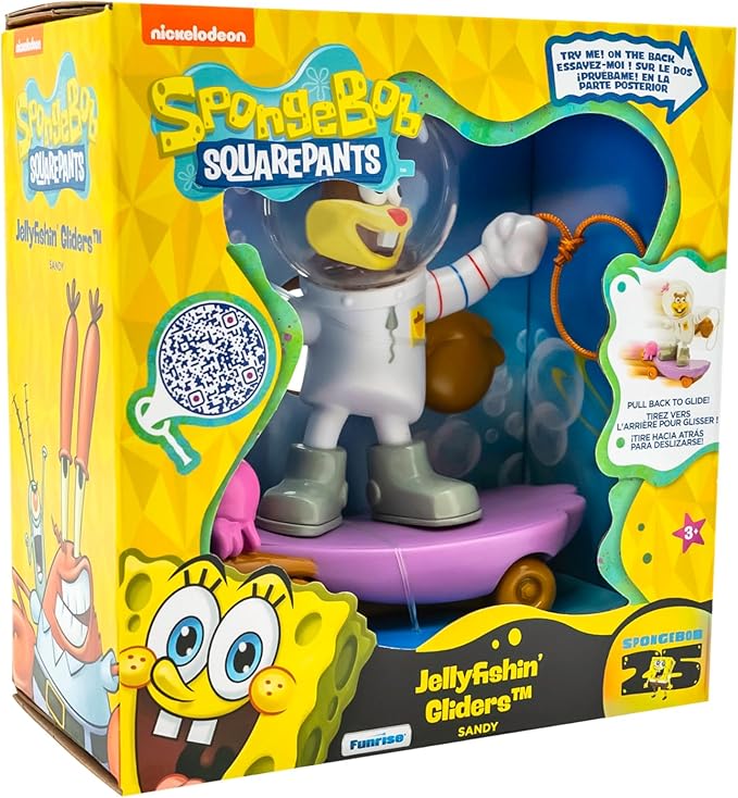 SpongeBob SquarePants, Jelly Fishinâ Gliders Sandy Cheeks, 5â€ Pull-Back Racing Toy with Jellyfishing Action, Ages 3+