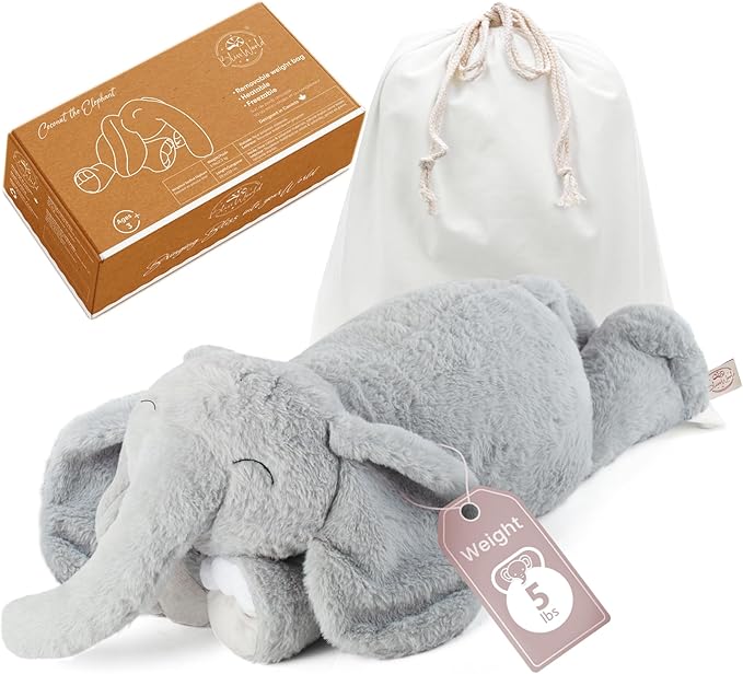 Weighted Stuffed Animals 20" | 5 lbs Elephant Plush for Calming Cozy Comfort | Large Weighted Stuffed Animal for Anxiety | Soft Microwavable & Coolable for Sensory Needs & Stress Relief