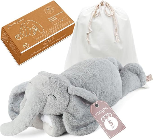Weighted Stuffed Animals 20" | 5 lbs Elephant Plush for Calming Cozy Comfort | Large Weighted Stuffed Animal for Anxiety | Soft Microwavable & Coolable for Sensory Needs & Stress Relief
