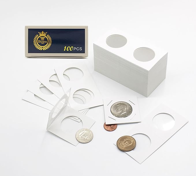 Boen 300Pcs 31.5mm/(1.24 Inch) Coin Flips for Half Dollar, Coin Holders for Colletors The Coin Collection Supplies Coin Cardboard Coin Flips for Coin Collection