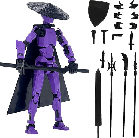Already Assembled 8 inch T13 Action Figure, T13 Multi Jointed Movable,for Collectors Desktop Decorations Movability 3D Printed Toys (Purple)