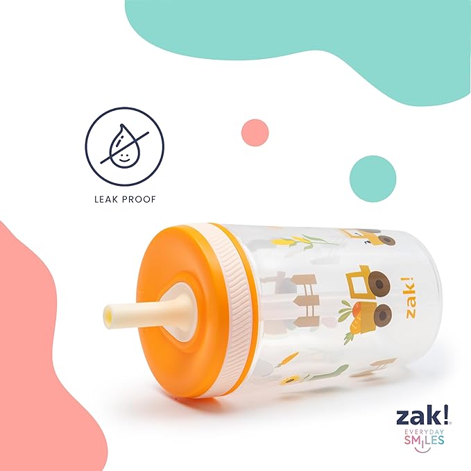 Zak Designs 15oz Cocomelon Kelso Tumbler Set, Leak-Proof Screw-On Lid with Straw Made of Durable Plastic and Silicone, Perfect Bundle for Kids
