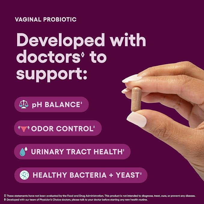 Physician's CHOICE Vaginal Probiotics for Women - pH Balance, Odor Control, Yeast Balance, Vaginal Flora & Feminine Health - 6B CFU with Organic Prebiotics and Cranberry Extract - 30 CT (Pack of 4)