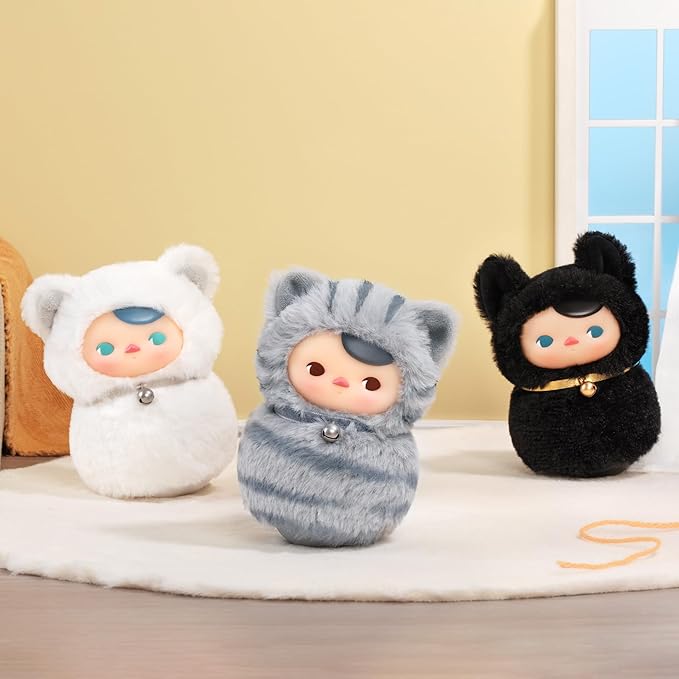 POP MART PUCKY Roly-Poly Kitty Series-Vinyl Plush Blind Box, 6PCs PUCKY Blind Box Figures, Random Design Action Figures Collectible Toys Home Decorations, Holiday Birthday Gifts,Whole Set