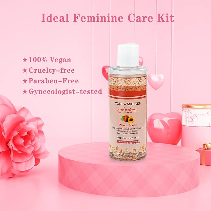 forvirness Feminine Wash for Women pH Balance, Peach Yoni Wash with Coconut Oil, Aloe Vera Extract, 6.7 fl.oz Intimate Wash