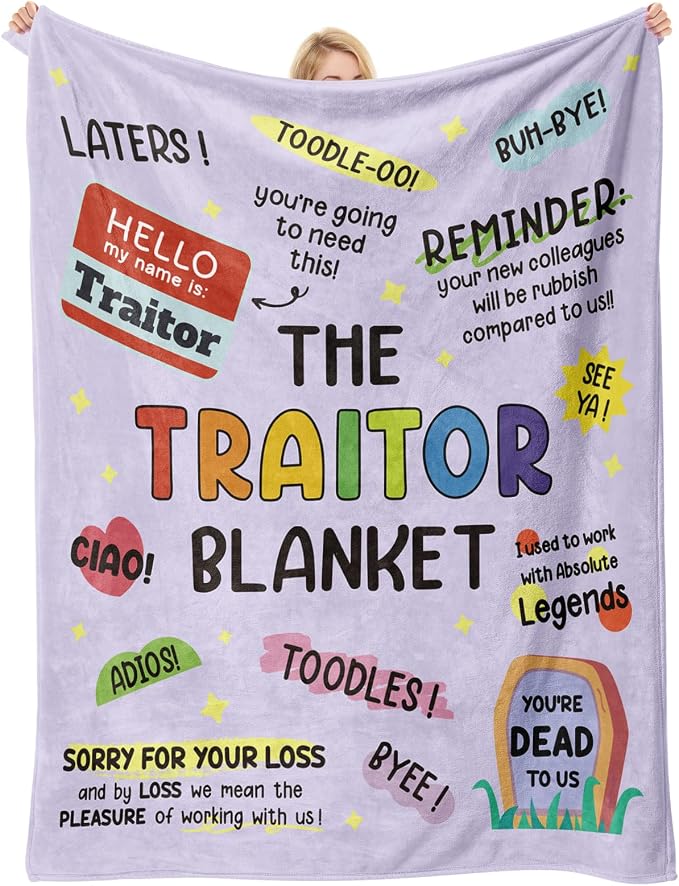 Farewell Gifts for Coworkers, Coworker Leaving Gifts for Women, Men | Purple Traitor Blanket 60" X 50", Goodbye&Going Away Gifts for Coworkers, Leaving Job Gift for Employee Colleague Boss