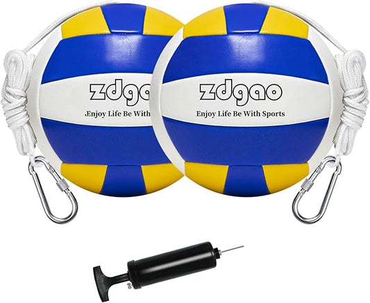 Tetherball Ball and Rope, Replacement Tether Ball with Carabiner, Ball Pump with Needle for Kids and Adults Backyard Game