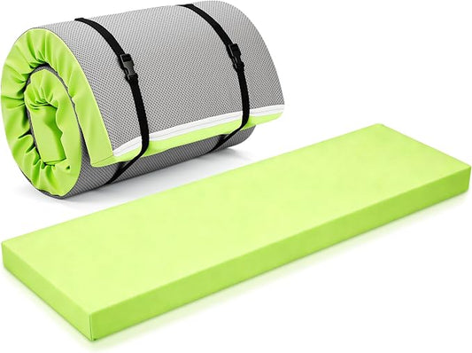 Lyrow 3 Inch Thick Yoga Mat, 72 x 24 Inch Cushioned Foam Floor Mat with Carry Strap, Non Slip PU Leather Workout Pad for Pilates, Stretching, Restorative Yoga and Home Gym