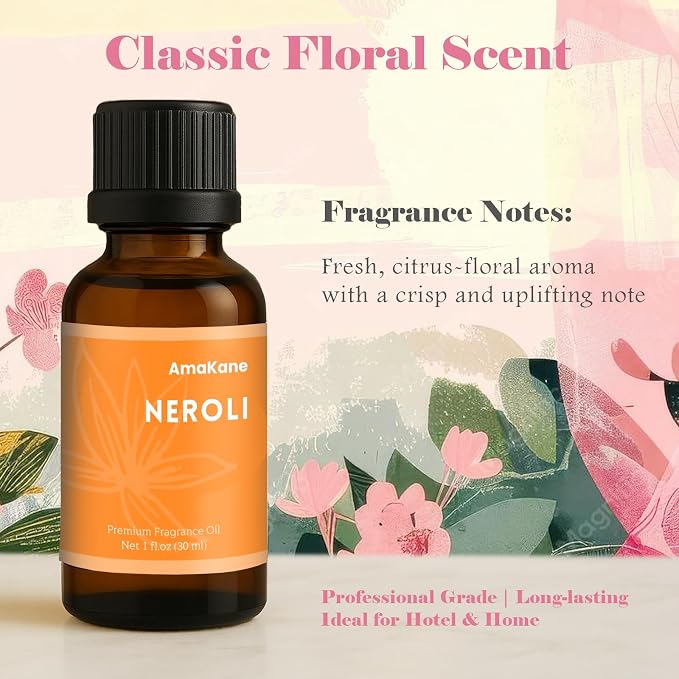 AmaKane Neroli Essential Oil, Floral Diffuser Oil for Home, Candle Making Scents, Fragrance Oil for Soap Making, Neroli Aromatherapy Oil, 30ml