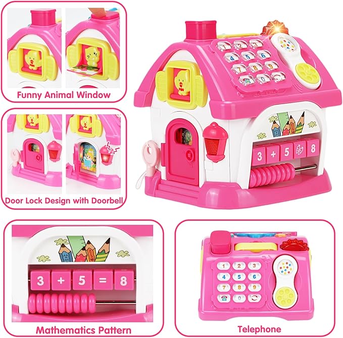 Toys for 1+ Year Old Girl Gifts: Montessori Musical Toddler Toys Age 1-2 - 8-in-1 Multi-Functional House Educational Baby Girl Toy 12-18 Months - First Birthday Gift for 1 2 Year Old Girls Boys Kids