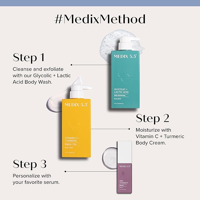 MEDIX Vitamin C Cream + Niacinamide Brightening Body Lotion | Anti Aging Moisturizer Vitamin C Lotion For Women & Men To Soften The Look Of Dark Spots, Wrinkles, & Uneven Looking Skin Tone, 15 Fl Oz