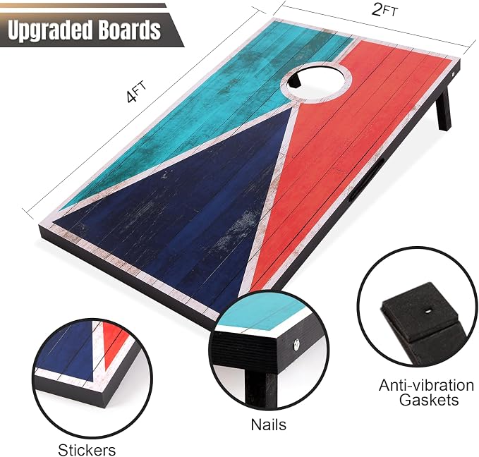 Cornhole Set 4x2 and 3X2 Regulation Size Corn Holes Sets with Carrying Bags & 8 Bean Bags Cornhole Boards Bean Toss Games for Adults Family Outdoor Beach Lawn Outside Backyard Games