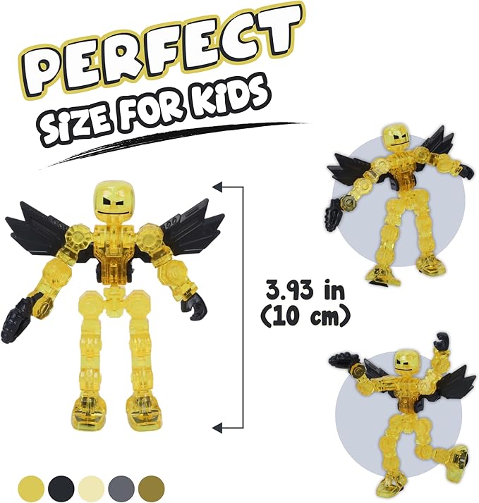 Zing Klikbot Galaxy Pack, Set of 3 Poseable Action Figures with Weapons, Includes 1 Hero (Ice), 1 Villain (Maze) and 1 Guardian (Scorpion), Stop Motion Animation Figure, Great for Kids Ages 6 and Up