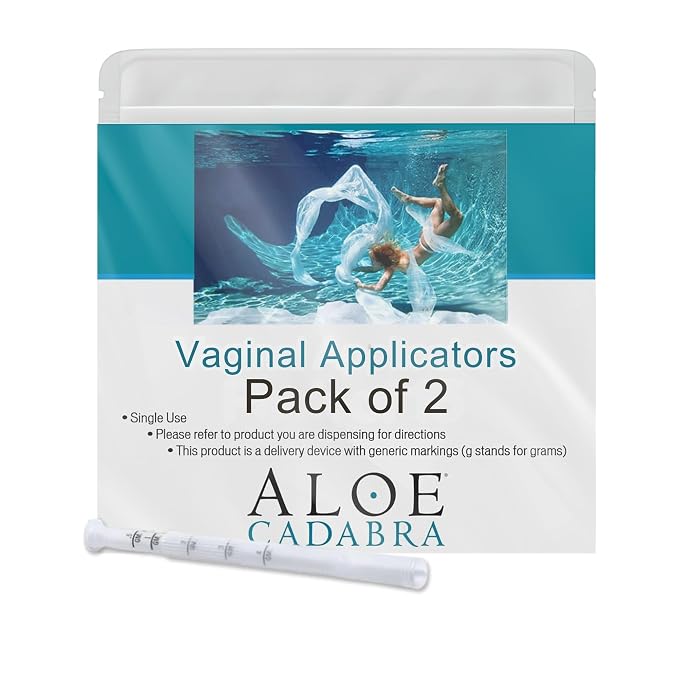 Aloe Cadabra Extra Disposable Vaginal Applicators, Individually Wrapped, Threaded End for Yeast Creams, Abbott Premarin and Other Vaginal Creams (Pack of 2)