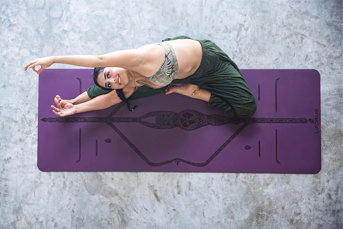 Liforme Printed Yoga Mat Collection - Free Yoga Bag Included - Patented Alignment System, Warrior-like Grip, Non-Slip, Eco-friendly, Sweat-resistant, Long, Wide and Thick for Comfort