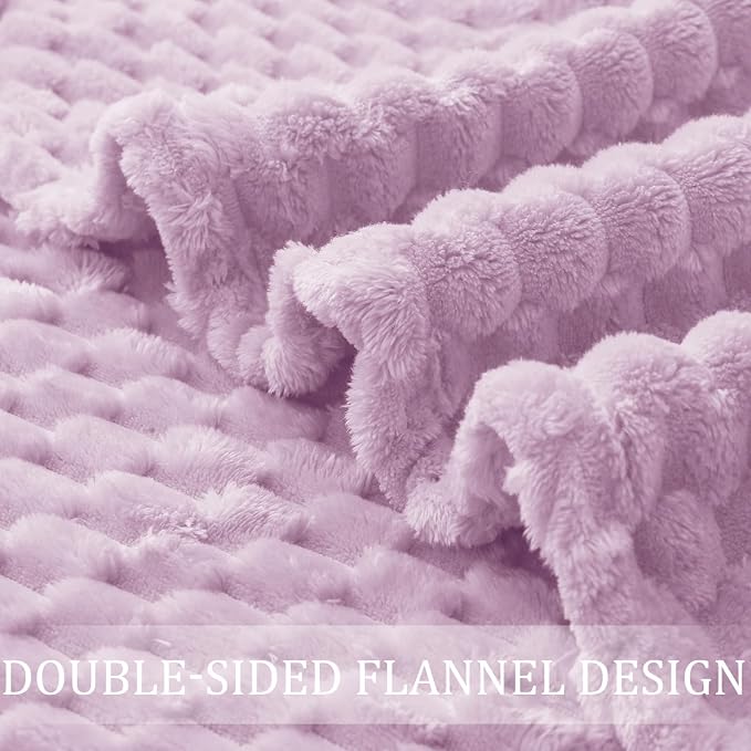 Exclusivo Mezcla Large 3D Fleece Throw Blanket for Couch, Lilac Purple | Extra Soft Fuzzy Plush Lightweight Throws, Cozy Fluffy Decorative Blankets for All Seasons, 50x70 Inches