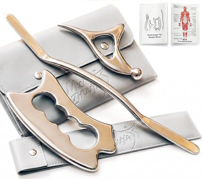 3-in-1 Muscle Scraper Tool Set - Stainless Steel Gua Sha & IASTM Tools for Myofascial Release & Muscle Recovery- Physical Therapy Fascia Scraper | Scraping Kit for Soft/Deep Tissue, Muscle Relief