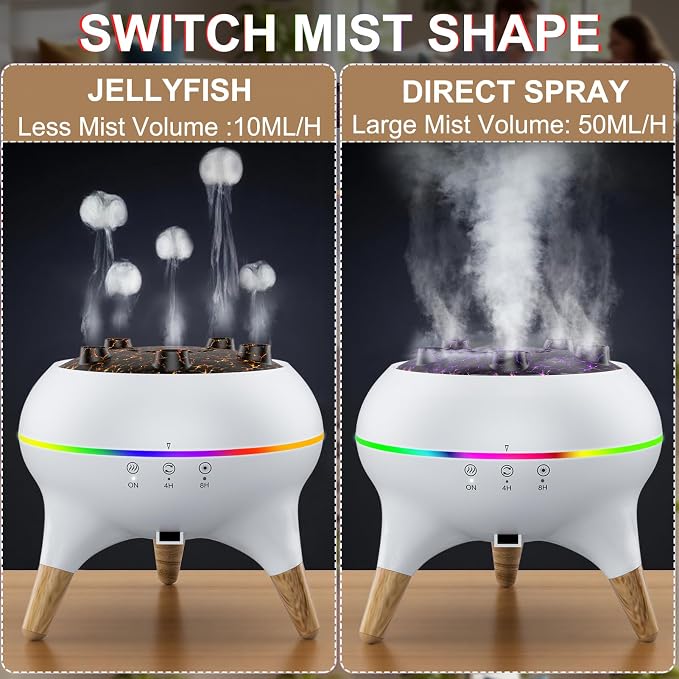 Morbou Essential Oil Diffuser Jellyfish Mist Dancing with Music Aromatherapy, 7 Colorful Lights Hotel Collection Diffuser Oils Scents for Home