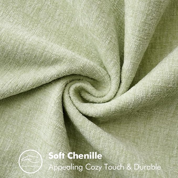 MIULEE Decorative Couch Throw Pillow Covers 18x18 Inch Light Green 2 Pack | Farmhouse Pillow Covers with Stitched Edge, Soft Chenille Cushion Cases, for Sofa Bed Living Room Home Decor
