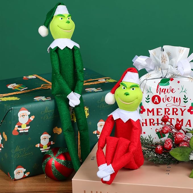 Christmas Elf Plush Doll, Monster Plush Toy Decorations, Fun Toys Gifts and Christmas Decorations, for Xmas Ornaments Tabletop Home Office Decor, 12 inches (Red)