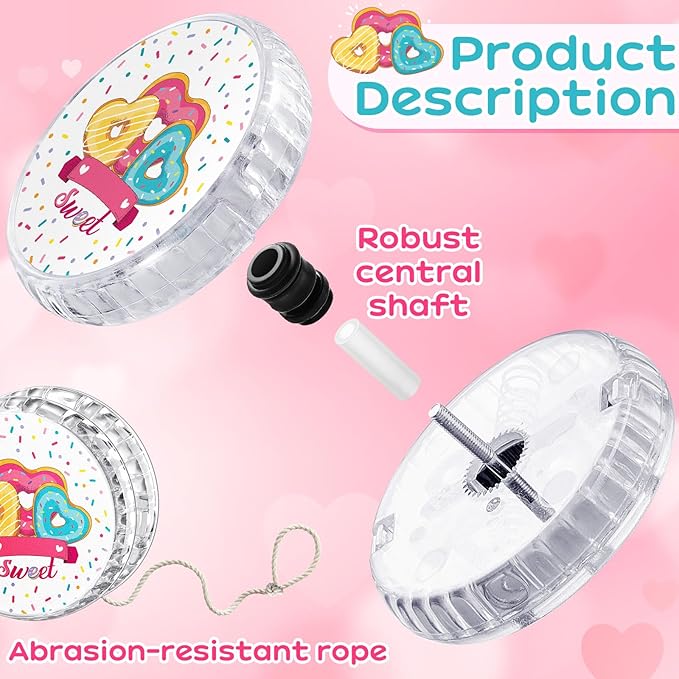 Lewtemi 4 Pack YoYo for Kids LED Light up YoYo Unicorn Donut Butterfly Dinosaur Beginner Responsive Ball Toys Gift for Girls Ages 6-12 Unicorn Donut Butterfly Dinosaur Pink Party Favors