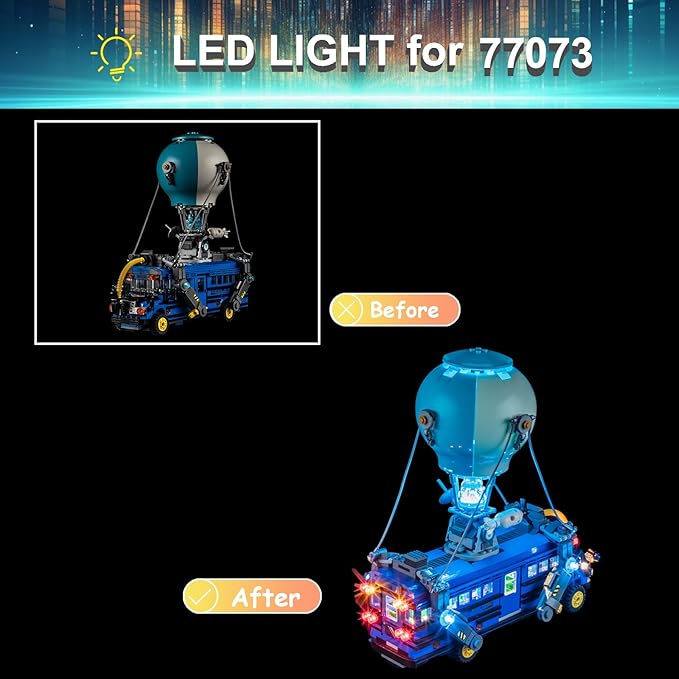 LED Light Kit for Lego Battle Bus Fortnite 77073 Set, Compatible with Lego 77073 Building Blocks Model(Not Include Blocks Set)