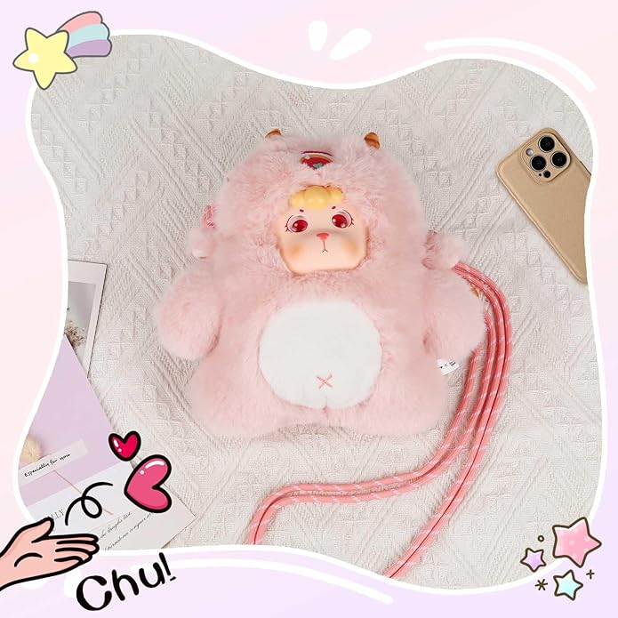 9inch Plush Bag Collection Crossbody Bags, Cute Girl Purses Fun & Unique Handbag Plush Shoulder Bag with Strap, Pockets