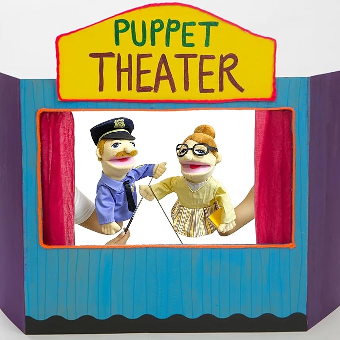 16"Puppets Entriloquist Puppet,Hand Puppets for Kids Plush Policeman Puppets for Adults with Removable Mouth Puppe t for Kids Ages 4-8，Hand Puppet for Adults with Scalable Pupp et Control Rod