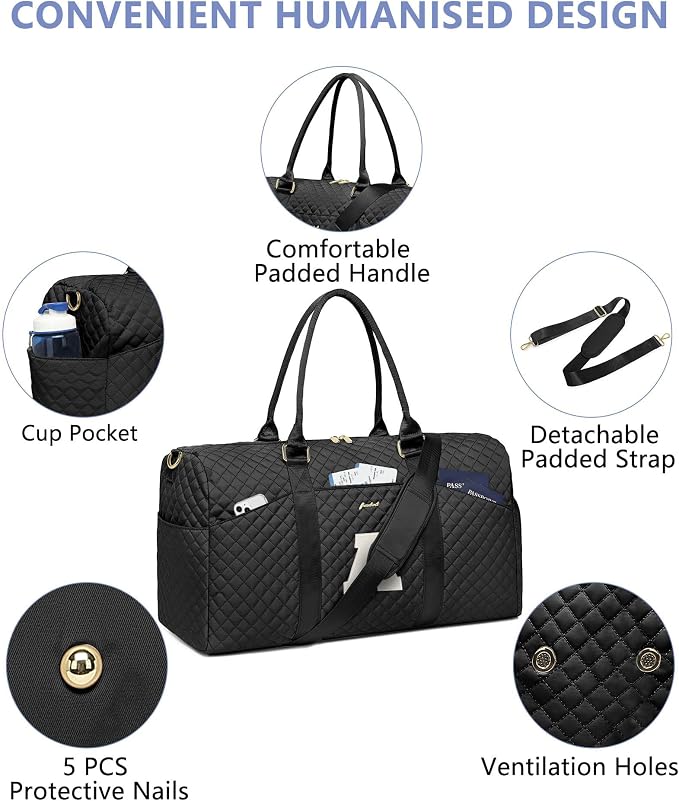 Women Weekender Travel Duffle Bag: Initial Duffel Overnight Bags with Shoe Compartment Large Carry on Tote with Toiletry Bag Weekend Traveling Yoga Gym Hospital Bag for Women with Wet Pocket Letter A