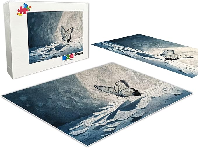 White Butterflies and Shadows of Light - 35 Piece Adult Jigsaw Puzzle Animal Puzzle Gift for Men, Women and Seniors