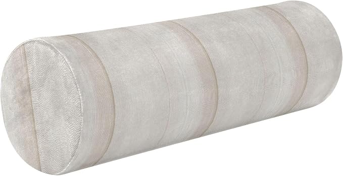 Decorative Bolster Pillow Memory Foam Neck Roll Pillow Round Pillows for Neck Cylinder Pillow Bed Roll Pillow for Neck Support Ivory Stripe