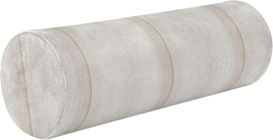 Decorative Bolster Pillow Memory Foam Neck Roll Pillow Round Pillows for Neck Cylinder Pillow Bed Roll Pillow for Neck Support Ivory Stripe